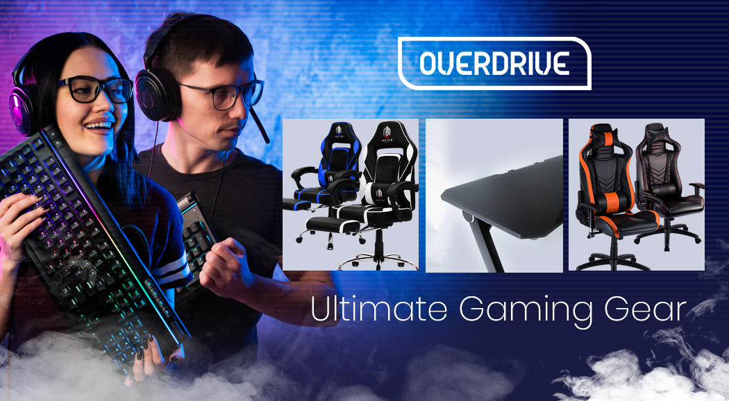 OVERDRIVE Gaming Desk 120cm PC Table Setup Computer Black Carbon Fiber Look