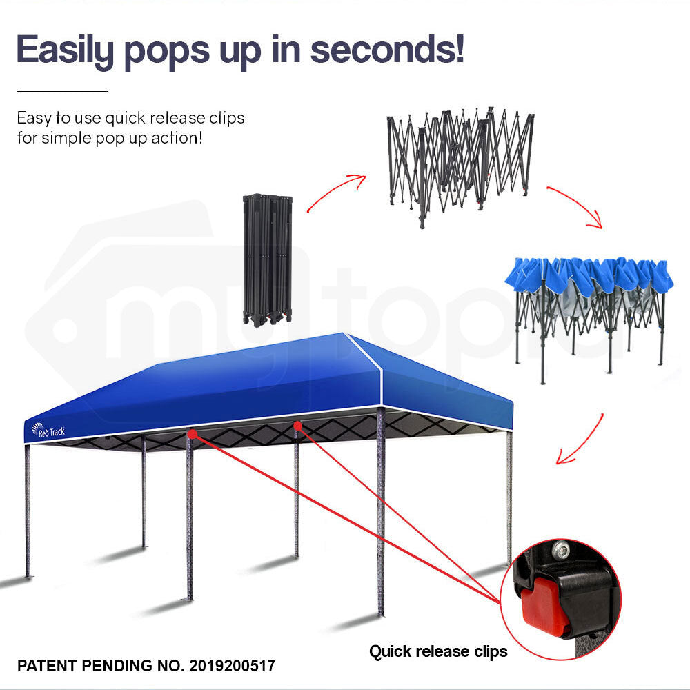 Red Track 3x6m Folding Gazebo Shade Outdoor Navy Foldable Marquee Pop-Up