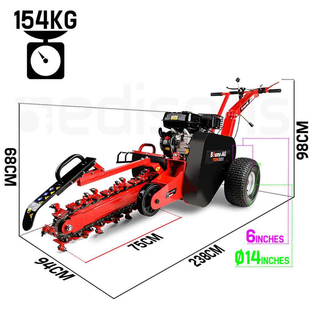 Baumr-AG Trencher 600mm / 24" Trench Ditch Digger 4-stroke Petrol Chain Driven