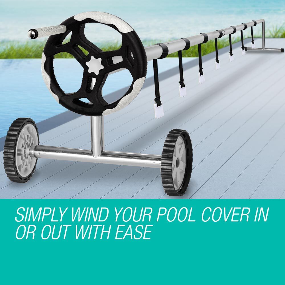 AURELAQUA Solar Swimming Pool Cover + Roller Wheel Adjustable 400 Bubble 6 x 3.2