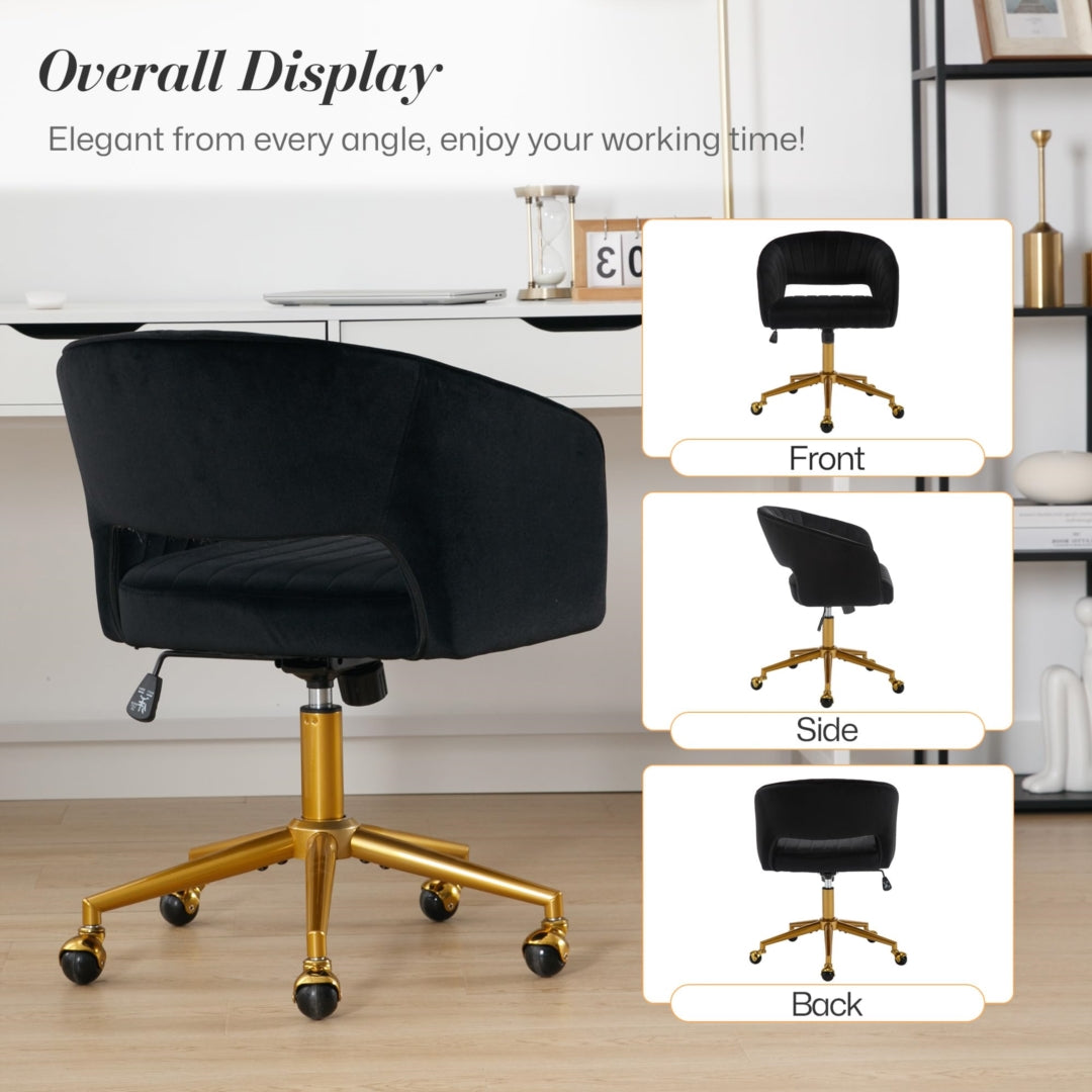 Velvet Home Office Chair- Black