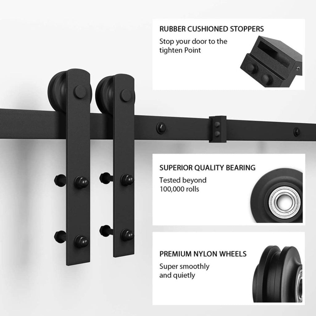 EKKIO 2m Sliding Barn Door Hardware Track EK-SDH-100-XJW