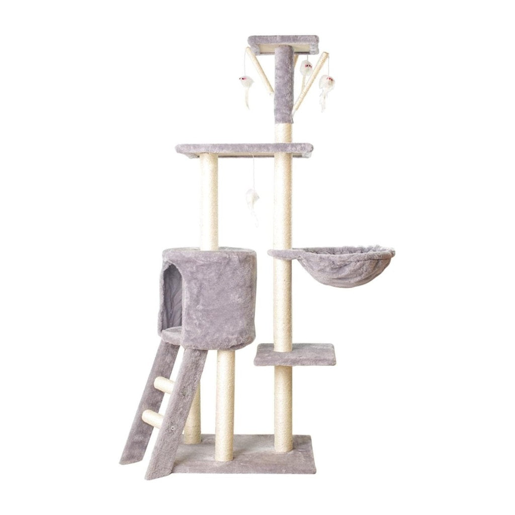 Floofi 138cm 5 Layer Plush Cat Condo Cat Tree Light Grey FI-CT-160-MM