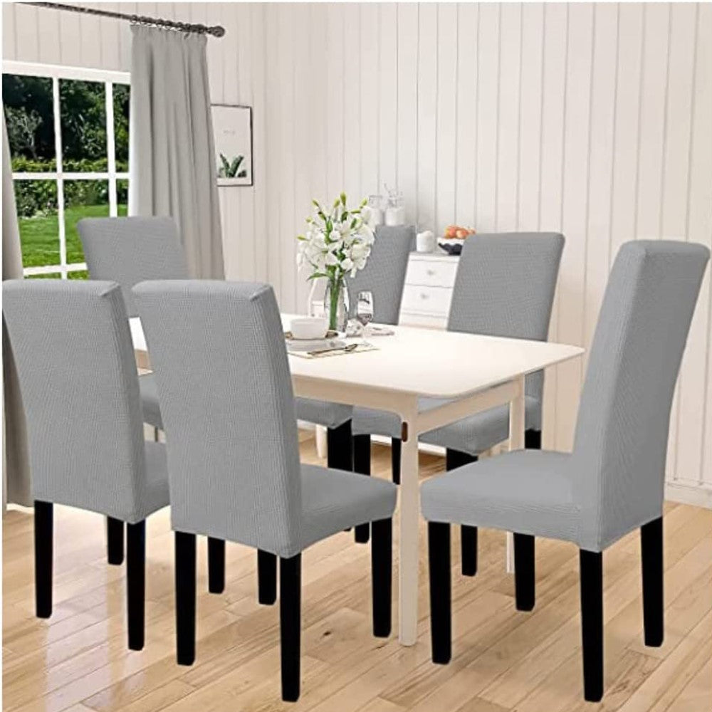 GOMINIMO 6pcs Dining Chair Slipcovers/ Protective Covers (Silver Grey) GO-DCS-100-RDT