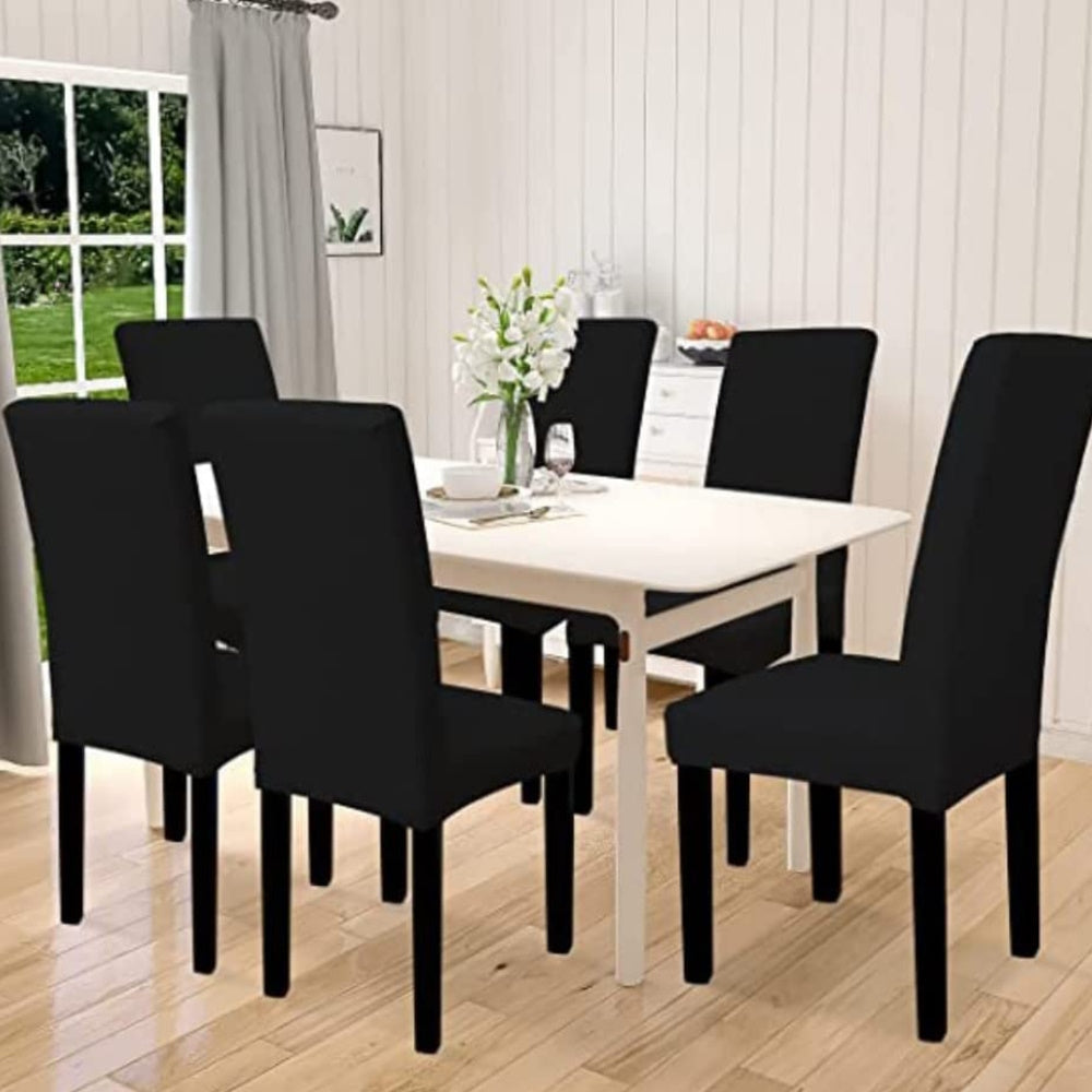 GOMINIMO 6pcs Dining Chair Slipcovers/ Protective Covers (Black) GO-DCS-102-RDT