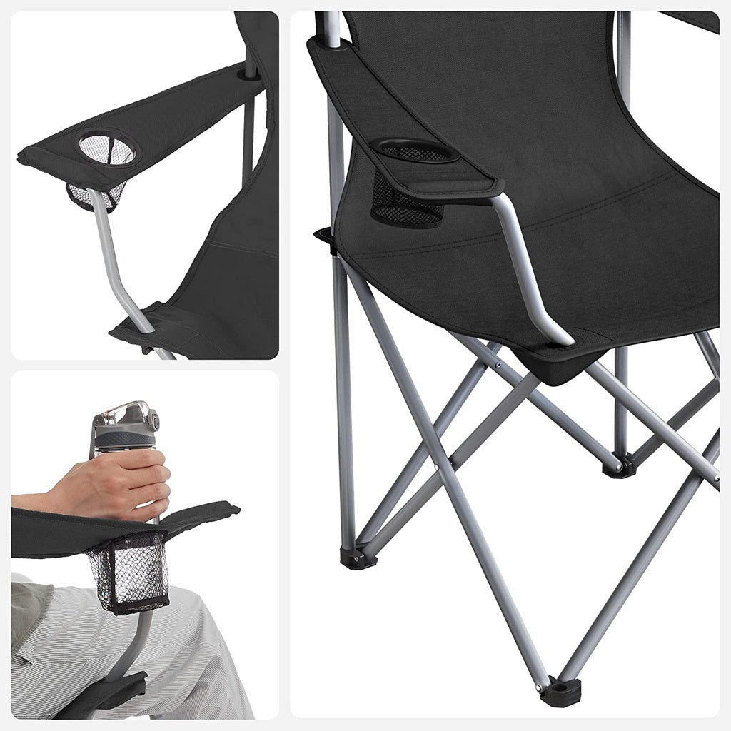 SONGMICS Set of 2 Folding Camping Outdoor Chairs Black