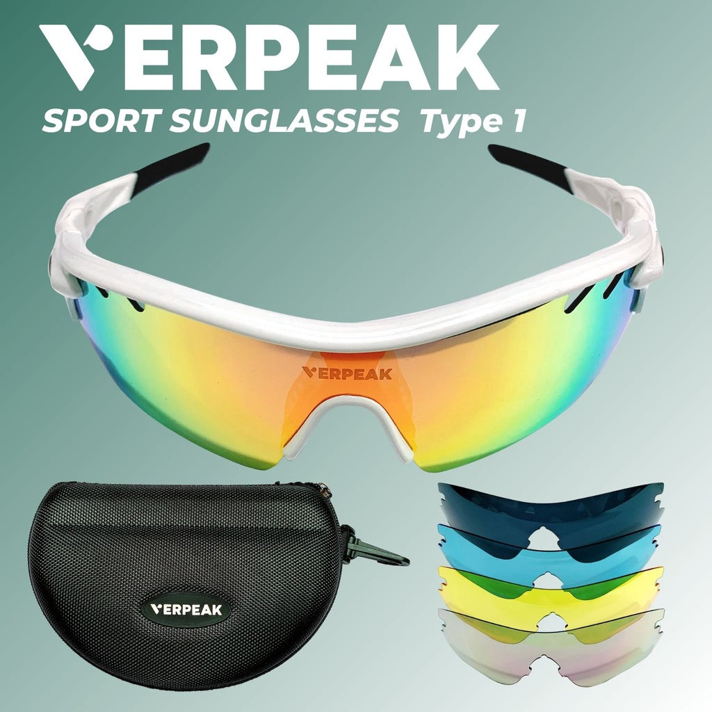 VERPEAK Sport Sunglasses Type 1 (White frame with black end tip) VP-SS-101-PB