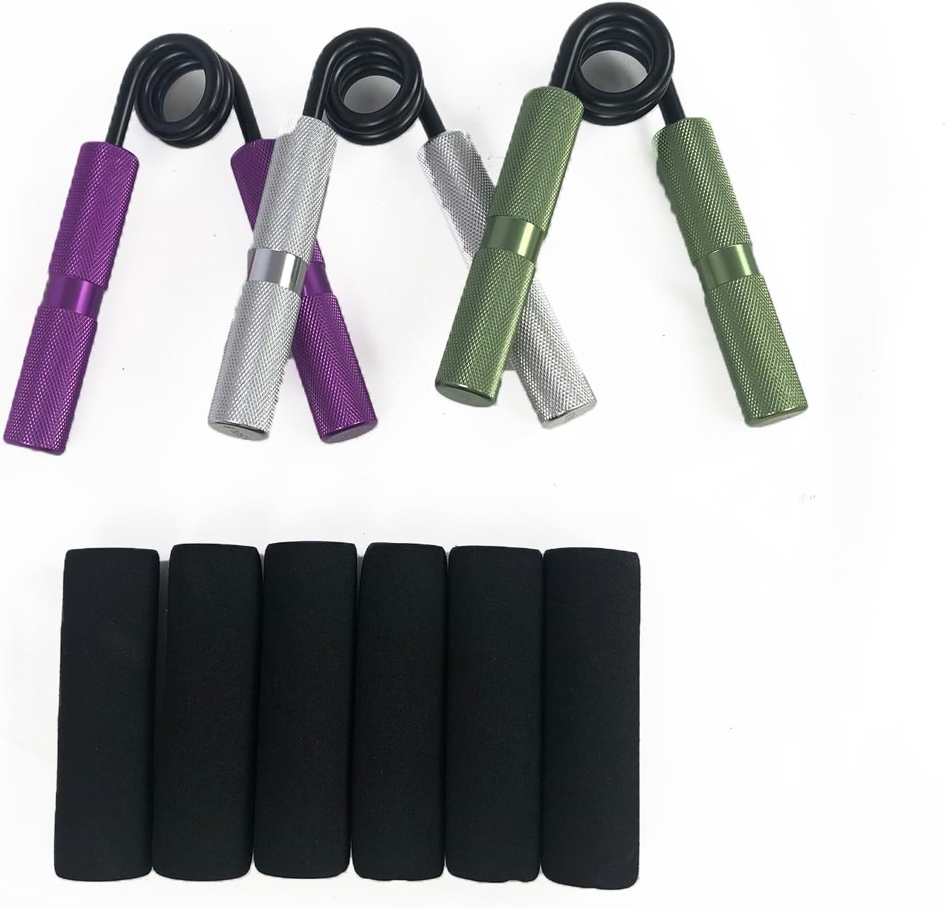 VERPEAK 3 Pack Metal Hand Grip Strengthener Set with Carry Bag (100lb Purple, 150lb Silver, 200lb Green) VP-HG-101-BT