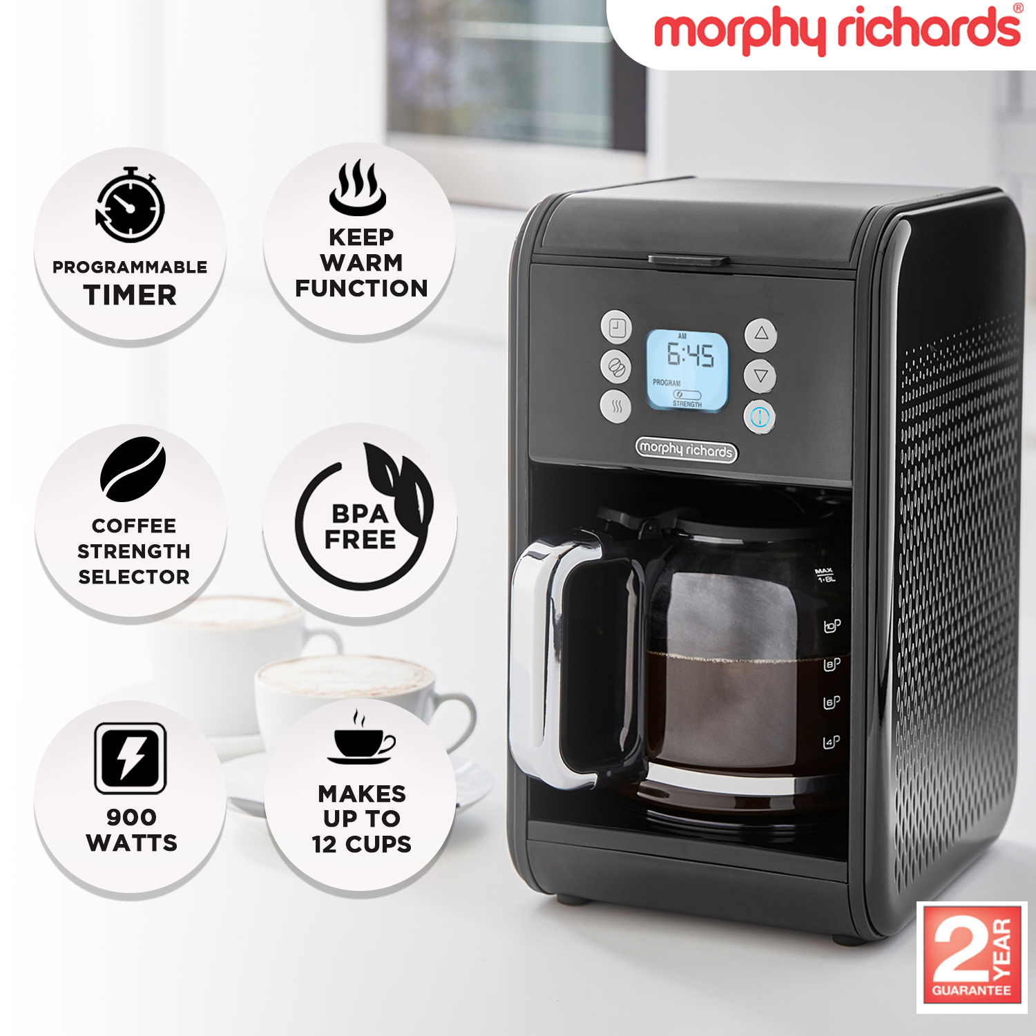 Morphy Richards Verve Filtered Coffee Maker With Timer - Black