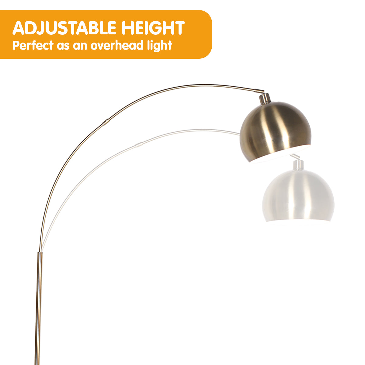 Sarantino Arc Floor Lamp Antique Brass Finish with Marble Base