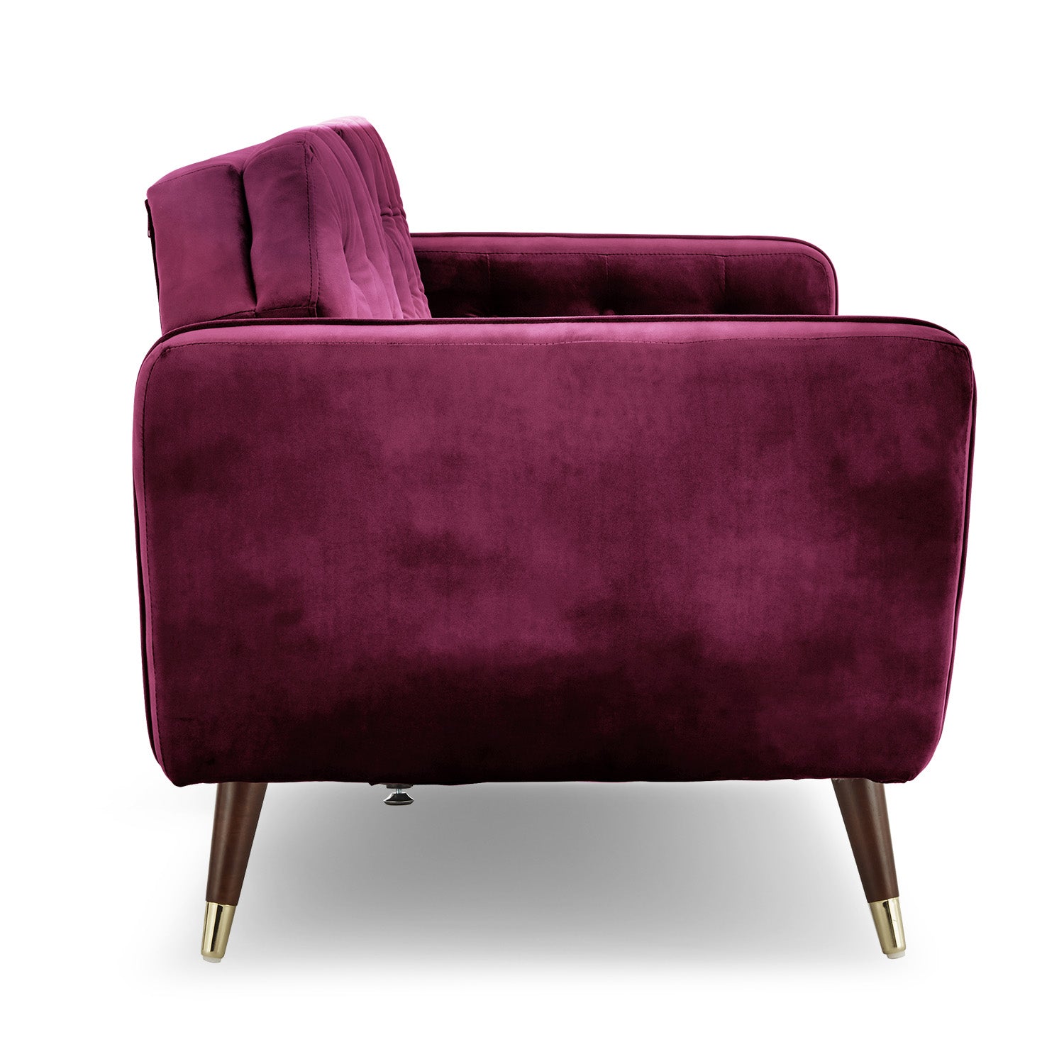 Sarantino Faux Velvet Tufted Sofa Bed Couch Futon - Burgundy