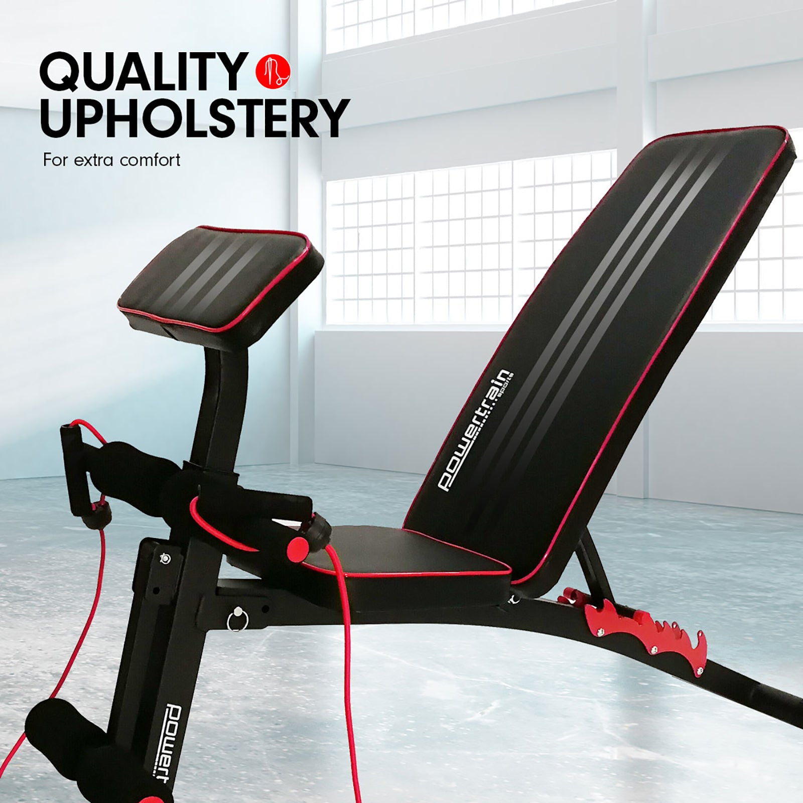 Powertrain Adjustable FID Home Gym Bench with Preacher Curl Pad