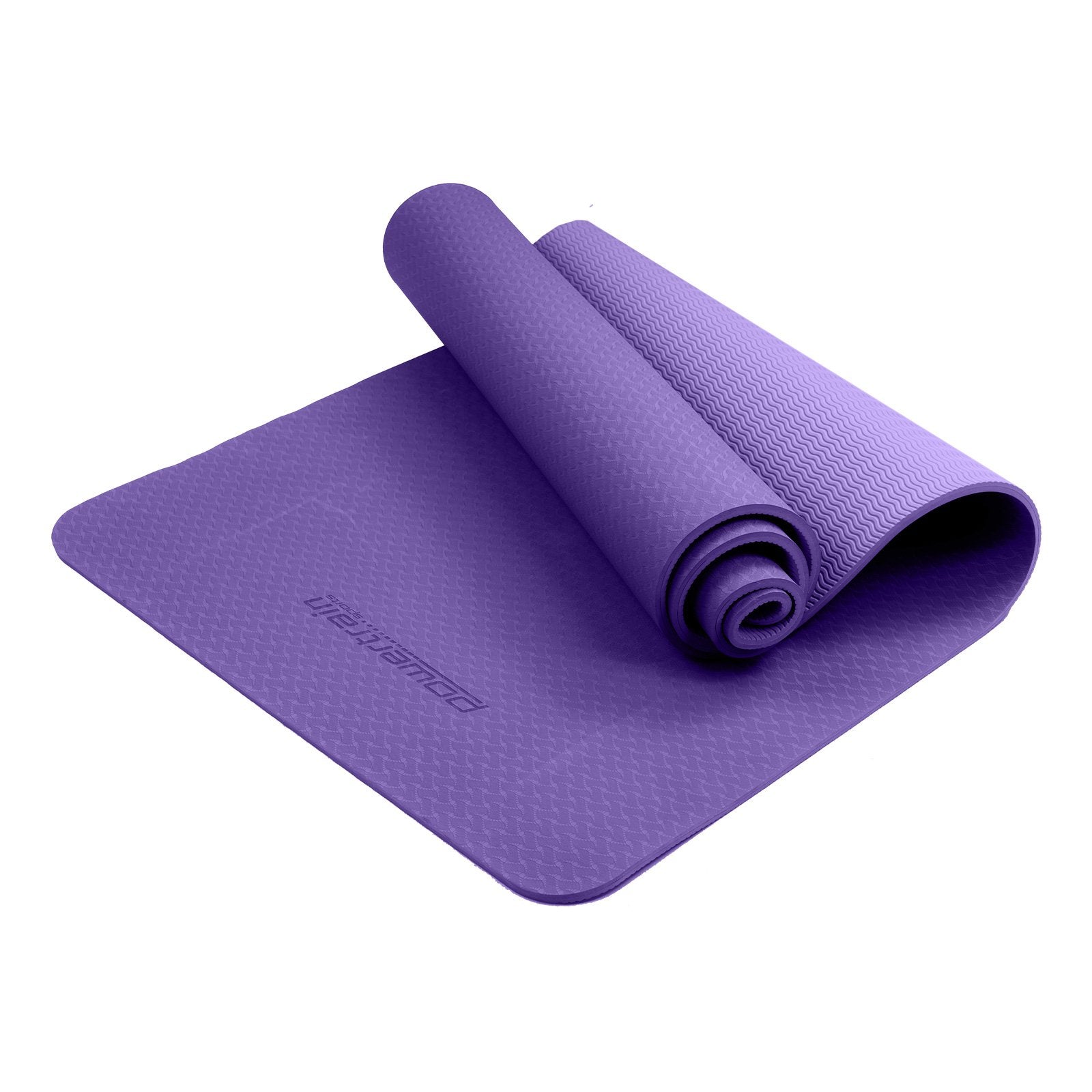 Powertrain Eco-friendly Dual Layer 6mm Yoga Mat | Dark Lavender | Non-slip Surface And Carry Strap For Ultimate Comfort And Portability