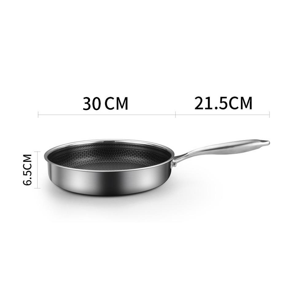 Stainless Steel Frying Pan Non-Stick Cooking Frypan Cookware 30cm Honeycomb Single Sided