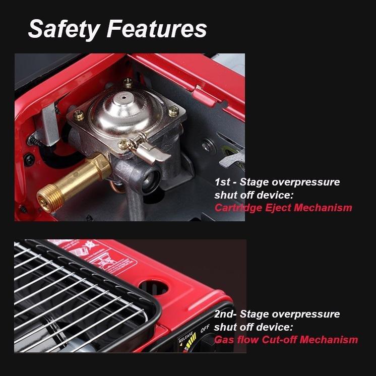 Portable Gas Stove Burner Butane BBQ Camping Gas Cooker With Non Stick Plate Orange without Fish Pan and Lid