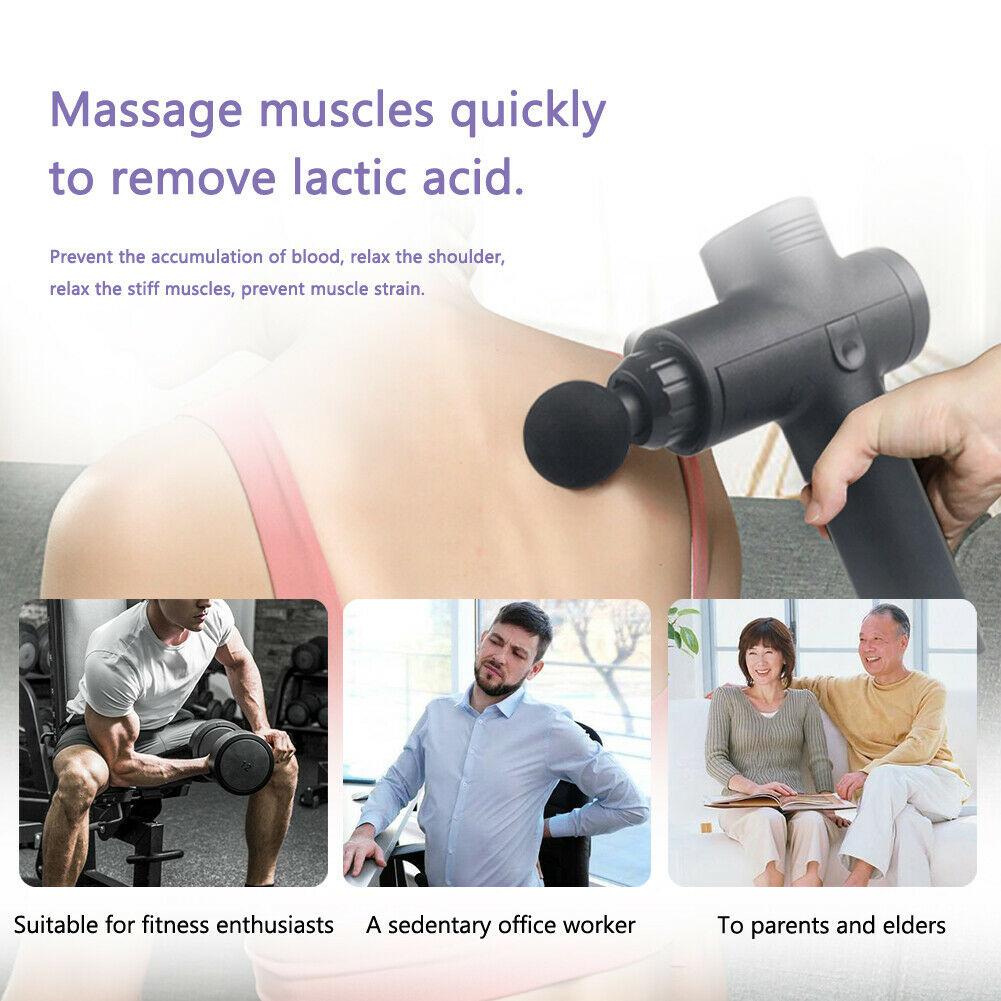 POWERFUL 6 Heads LCD Massage Gun Percussion Vibration Muscle Therapy Deep Tissue Silver