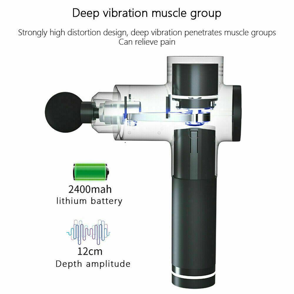 POWERFUL 6 Heads LCD Massage Gun Percussion Vibration Muscle Therapy Deep Tissue Silver