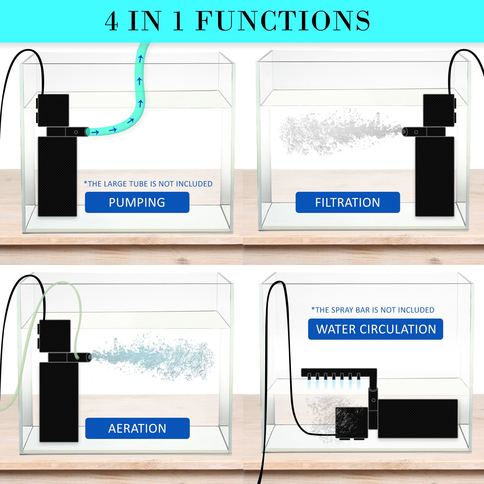 Dynamic Power Aquarium Submersible Filter 1200L/H 22W 1.6m Pond Pump