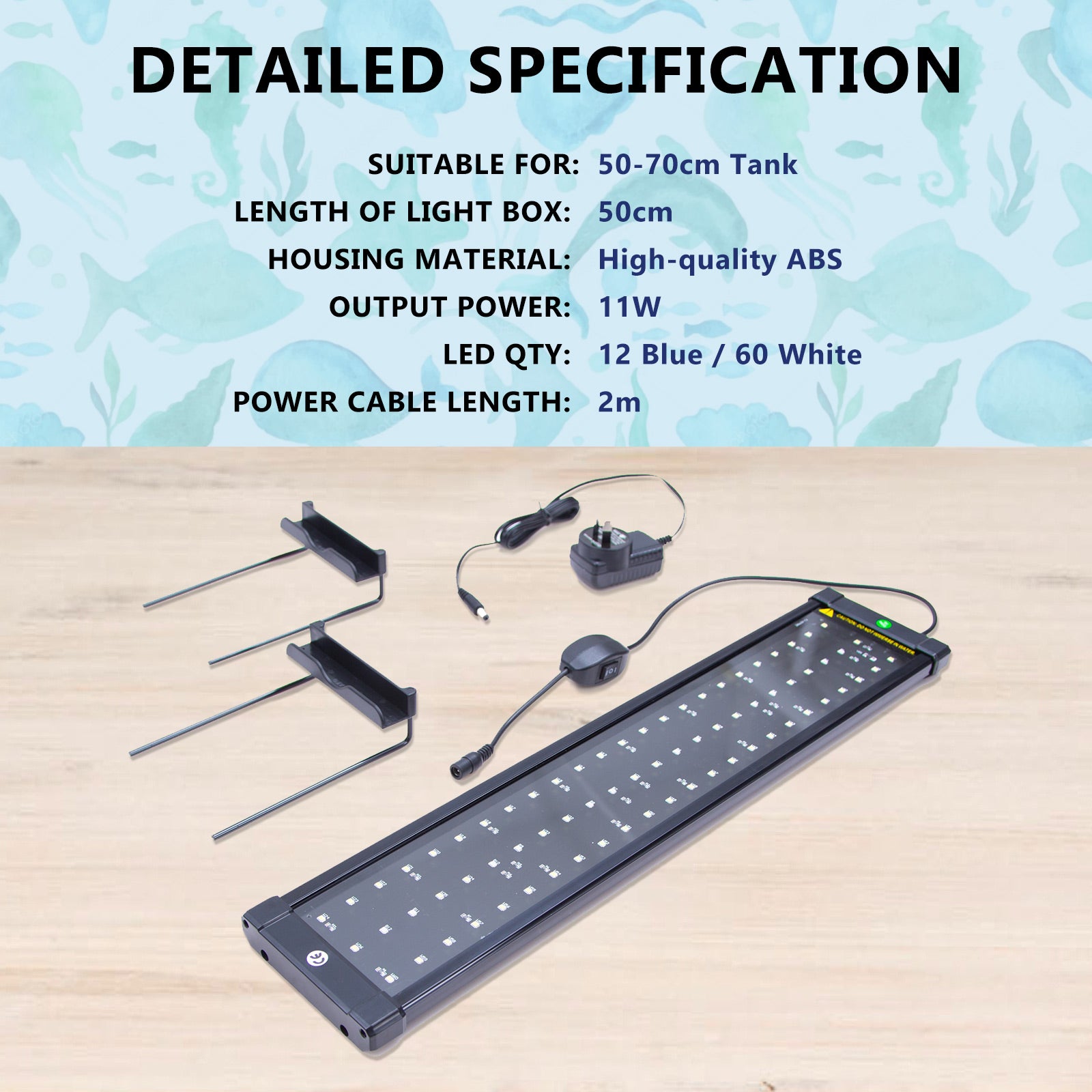 Dynamic Power 2 Set 11W Aquarium Blue White LED Light for Tank 50-70cm