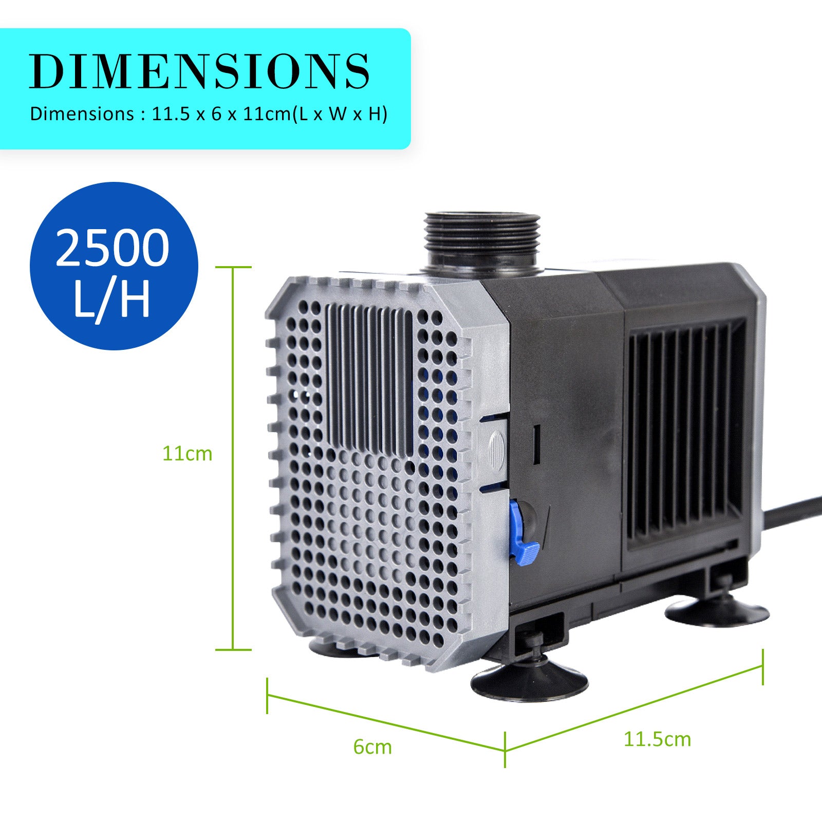 Dynamic Power Aquarium Submersible Water Pump 2500L/H 45W 2.7m Pond