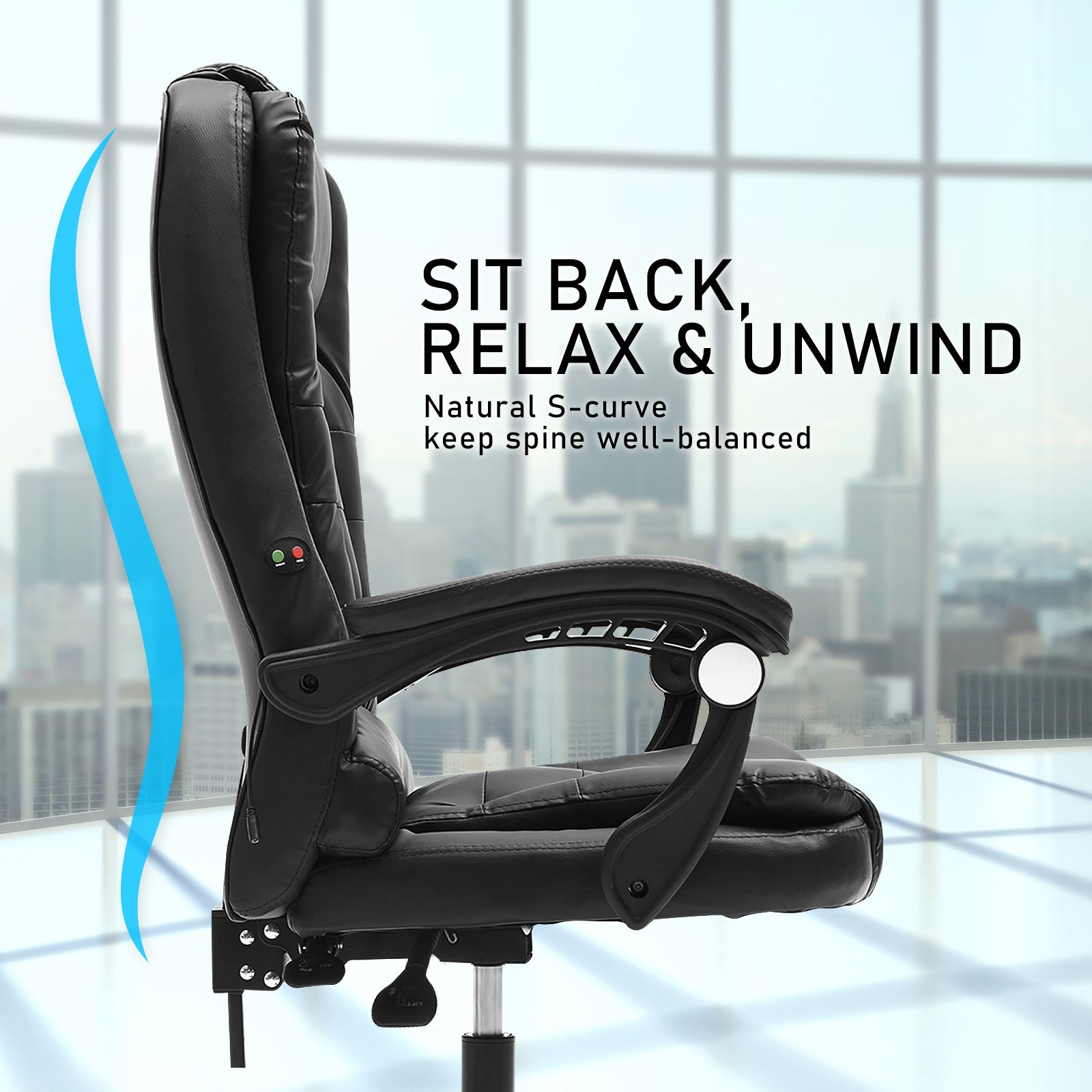 La Bella Black Massage Vibration Ergonomic Executive Office Chair