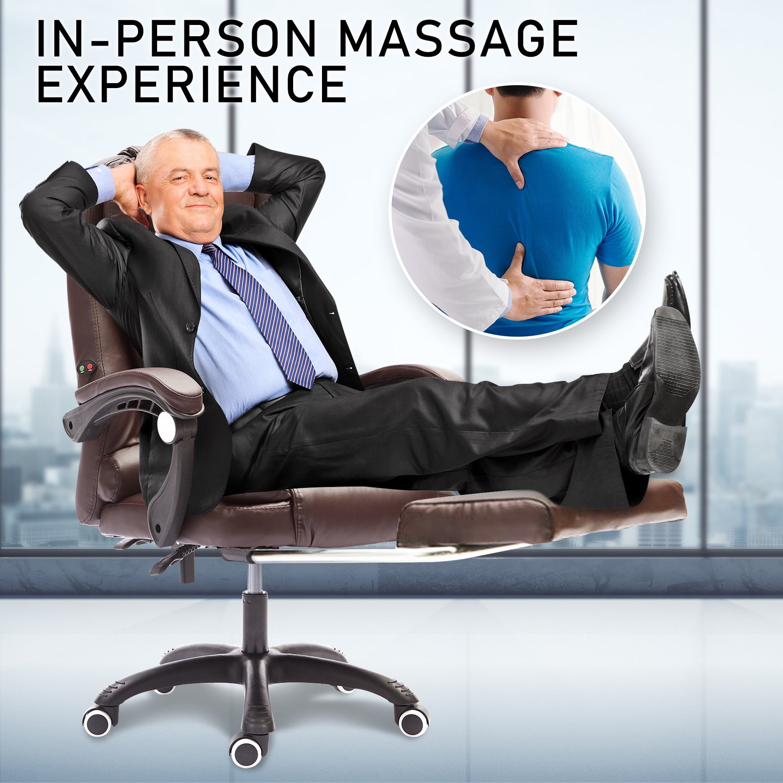 La Bella Espresso Massage Footrest Ergonomic Executive Office Chair