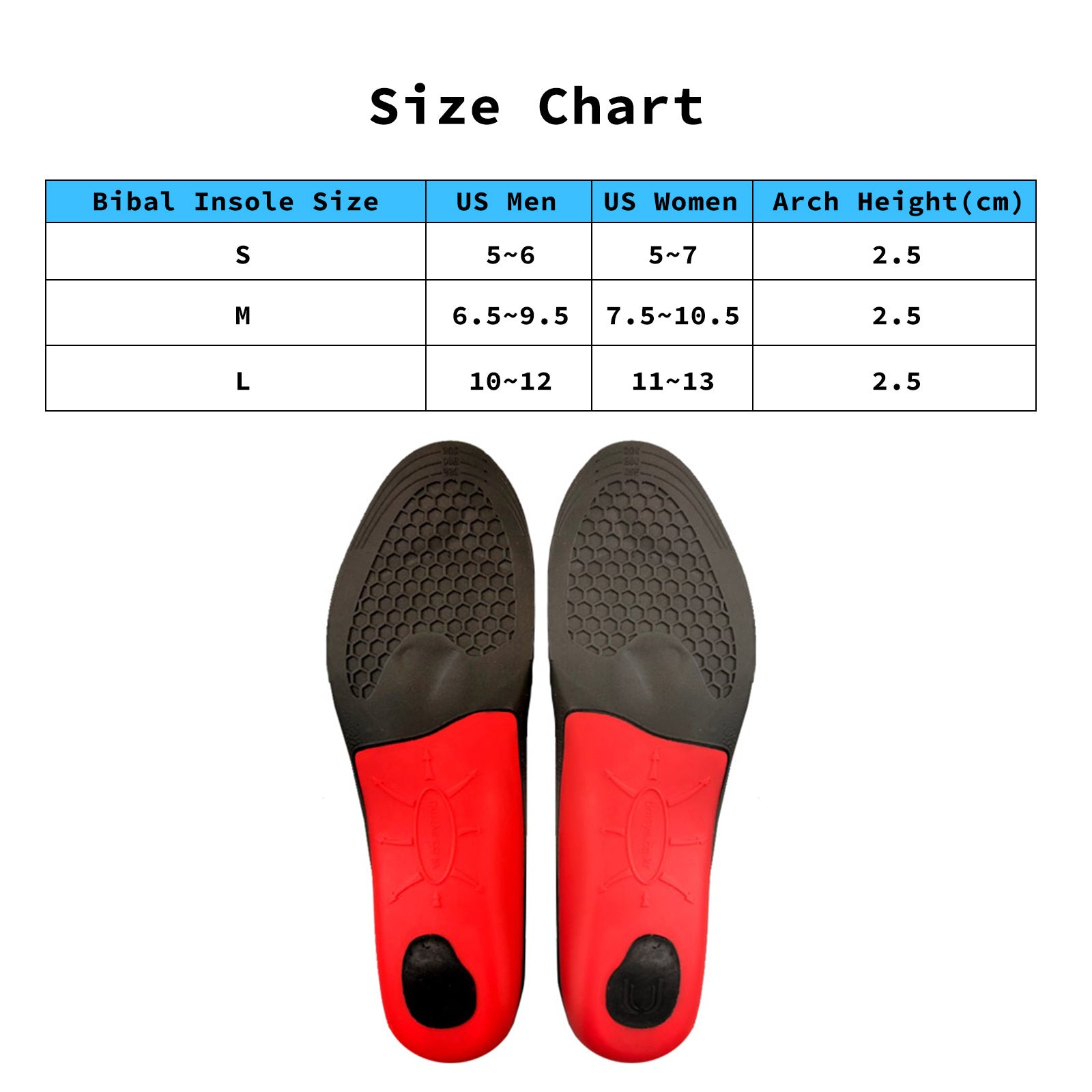 Bibal Insole 4X Pair L Size Full Whole Insoles Shoe Inserts Arch Support Foot Pads