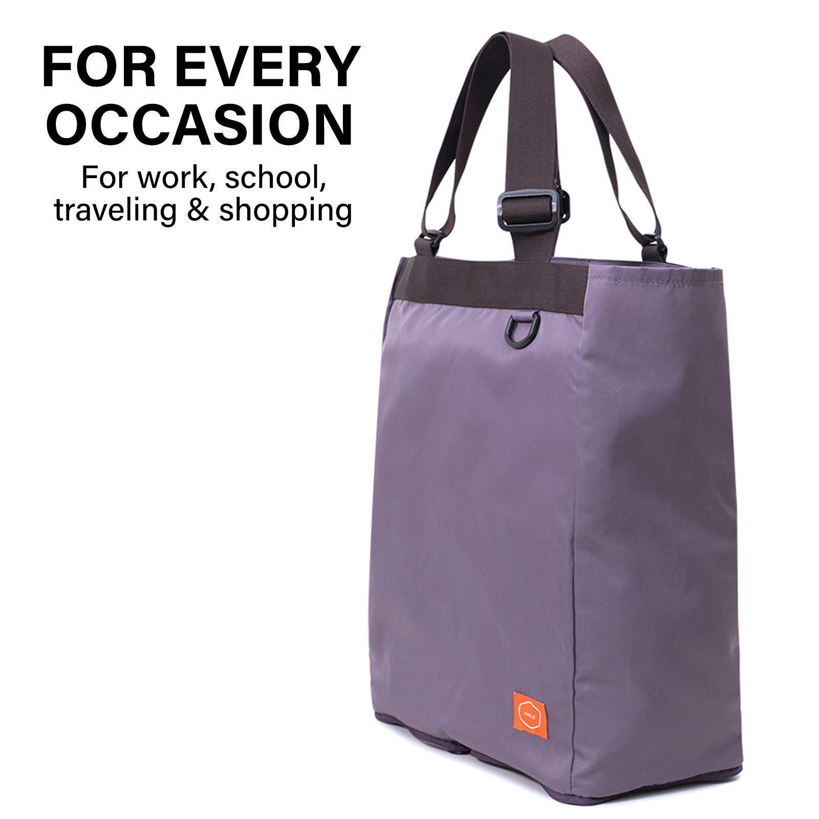 KOELE Purple Shopper Bag Tote Bag Foldable Travel Laptop Grocery KO-SHOULDER