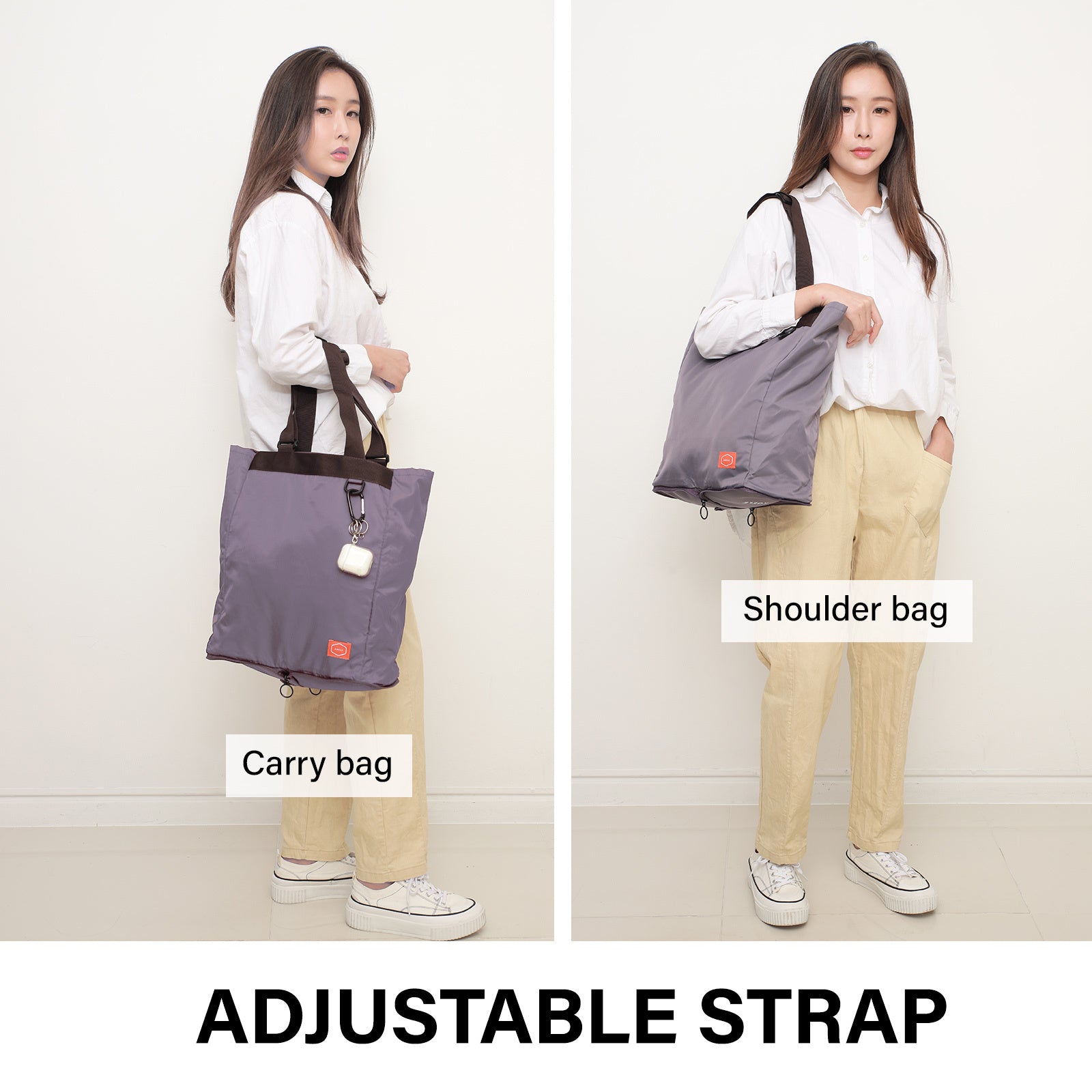 KOELE Purple Shopper Bag Tote Bag Foldable Travel Laptop Grocery KO-SHOULDER