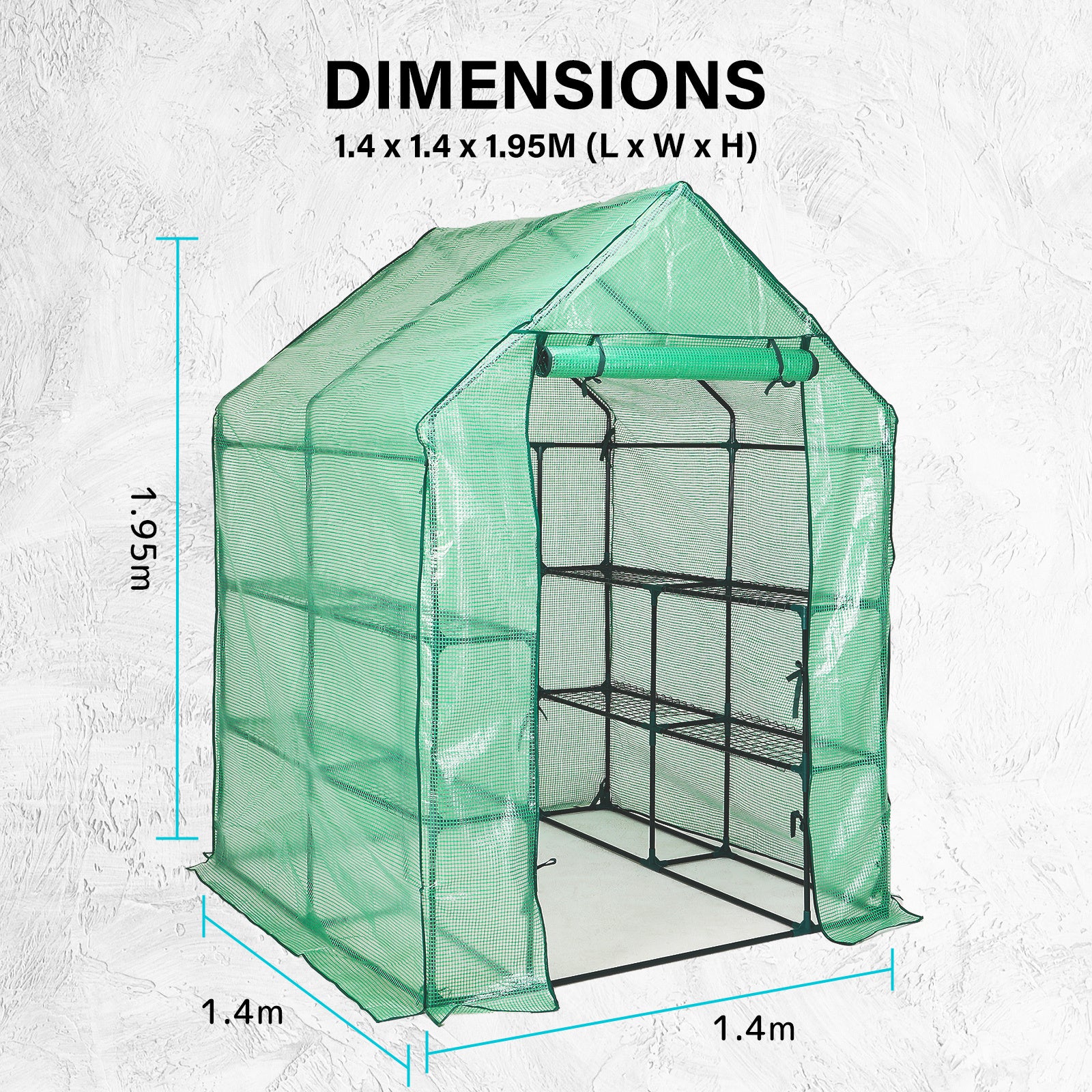 Home Ready Apex 1.43x1.43x1.95M Garden Greenhouse Walk-In Shed PE