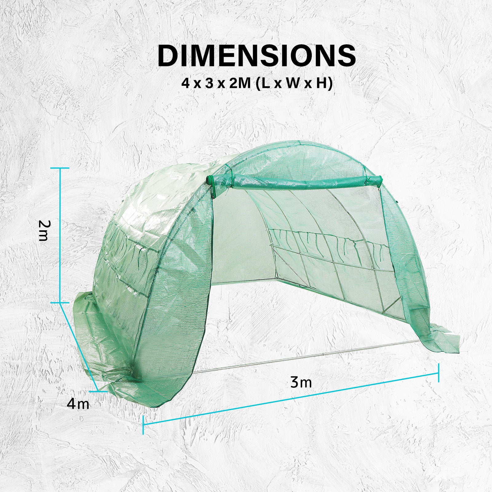 Home Ready Dome Hoop Tunnel Polytunnel 4x3x2M Garden Greenhouse Walk-In Shed PE