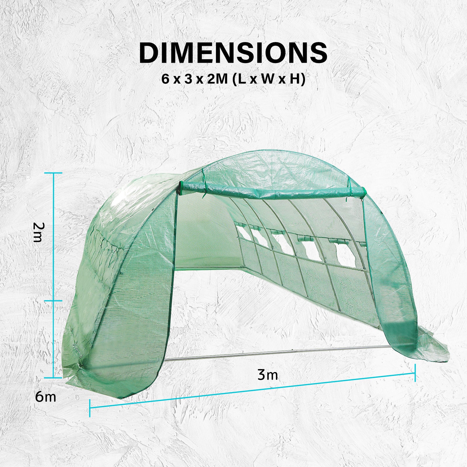 Home Ready Dome Hoop Tunnel Polytunnel 6x3x2M Greenhouse Walk-In Shed PE