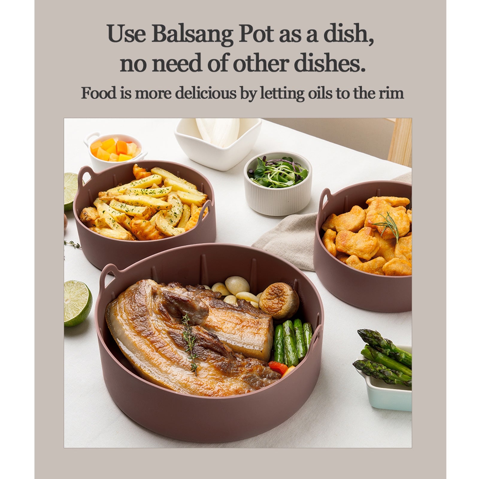 Balsang Extra Large Chocolate Airfryer Reusable Silicone Pot Nonstick Nontoxic