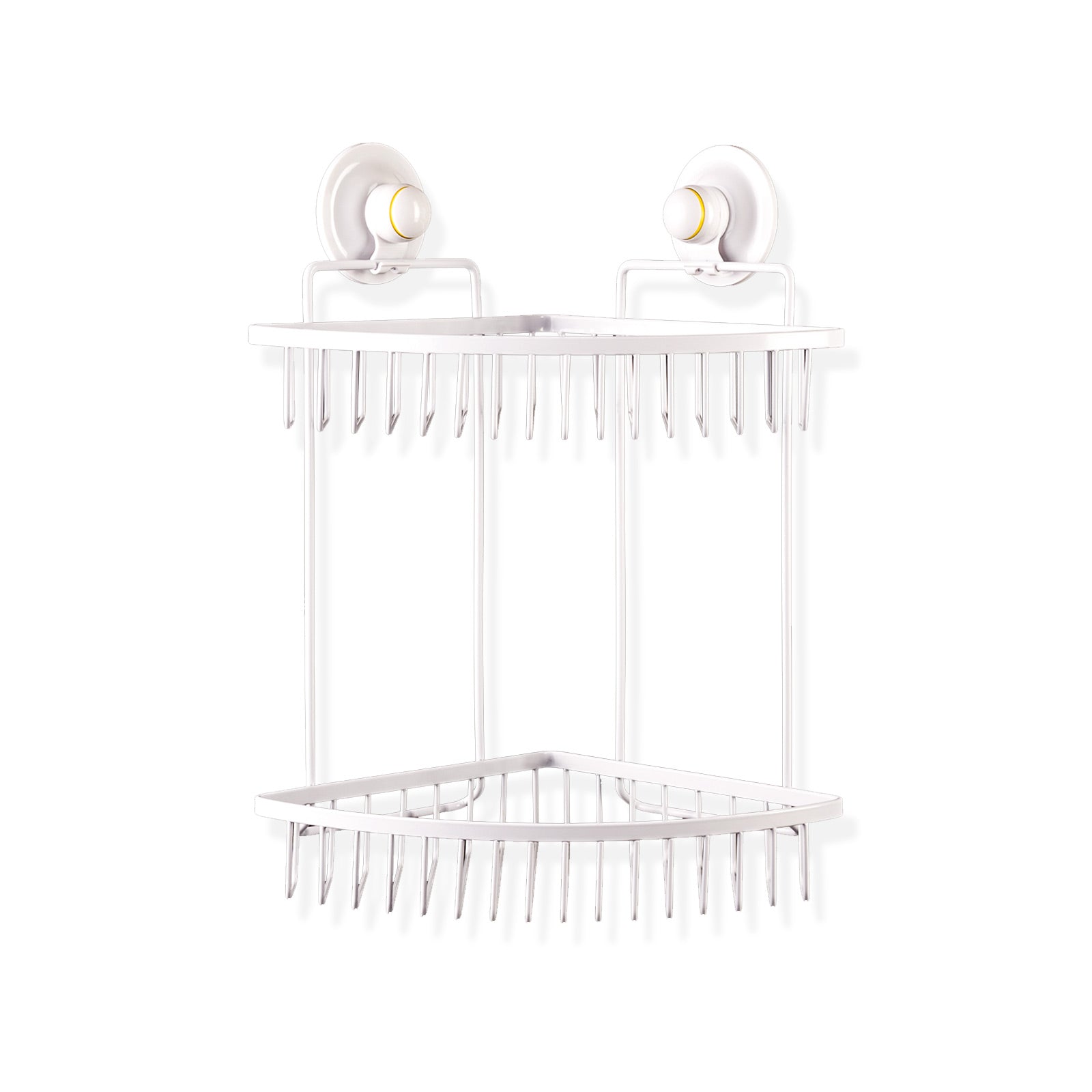 KiahLoc White Double Corner Shelf Removable Suction