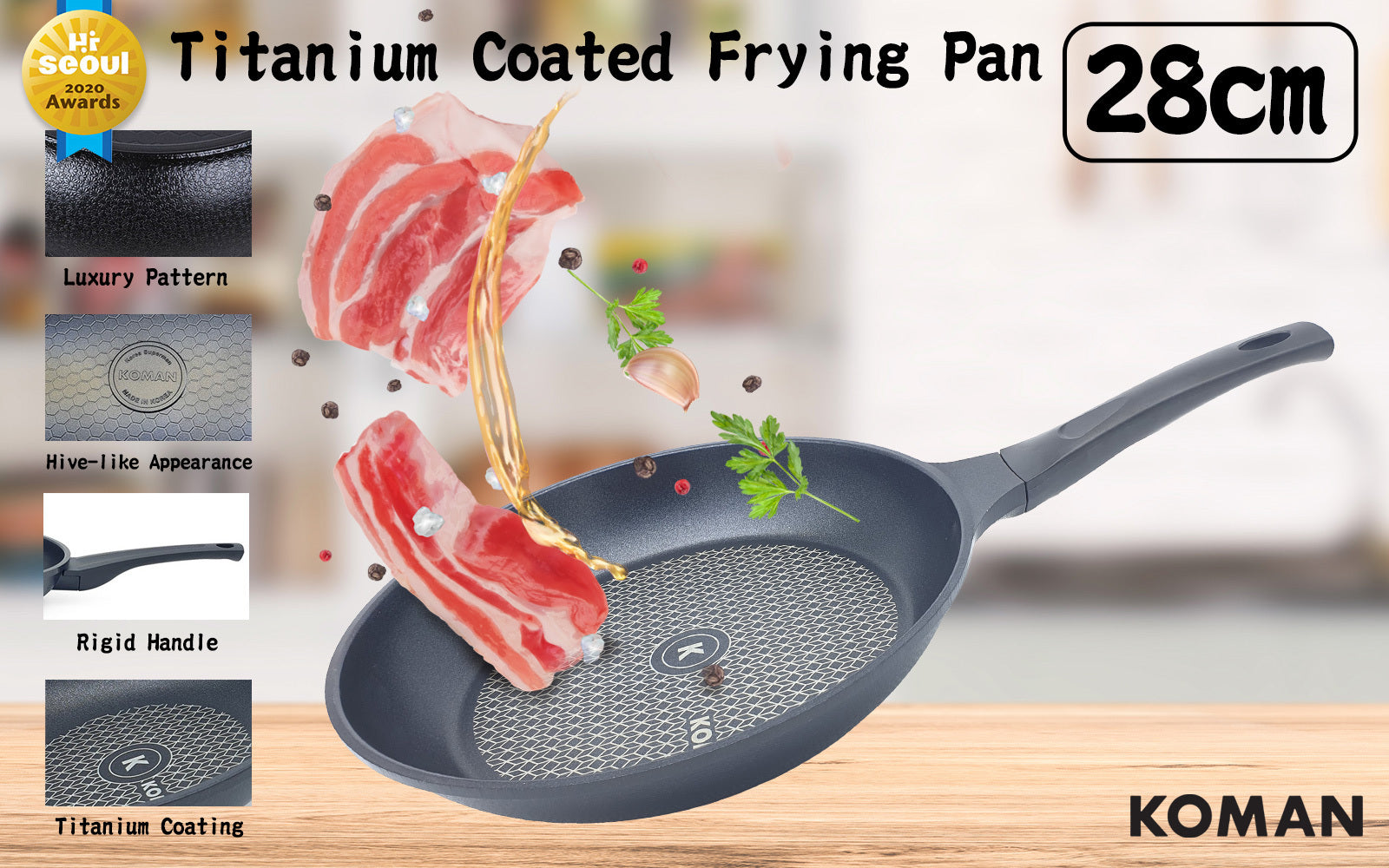 KOMAN 28cm Titanium Coating Frying Pan Non-Stick