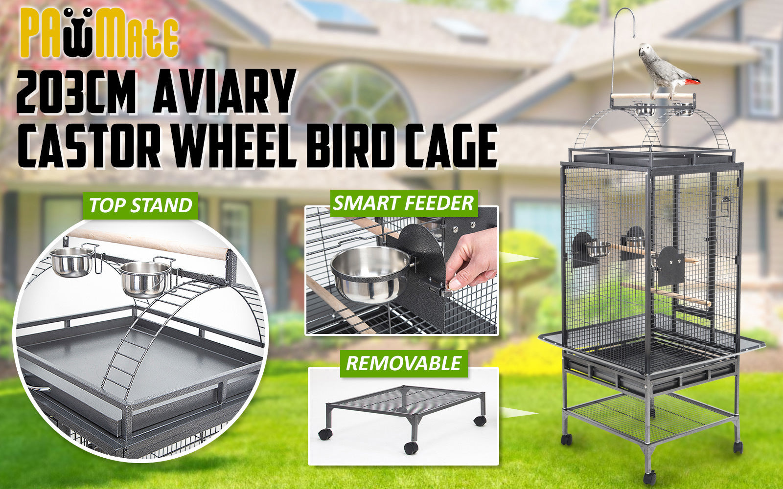 Paw Mate Bird Cage Parrot Aviary Tenor 203cm