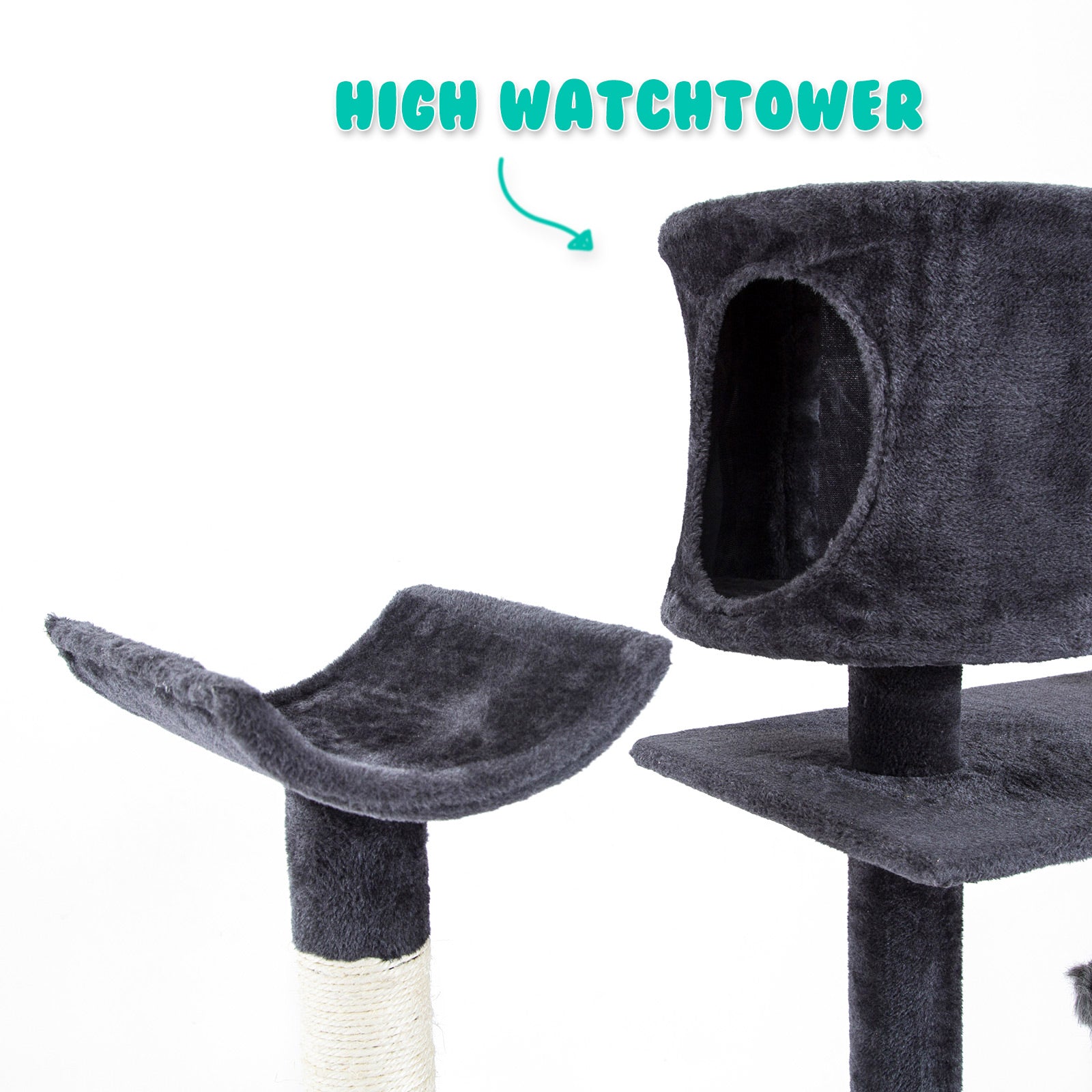 Paw Mate 170cm Grey Cat Tree Danie Multi Level Scratcher