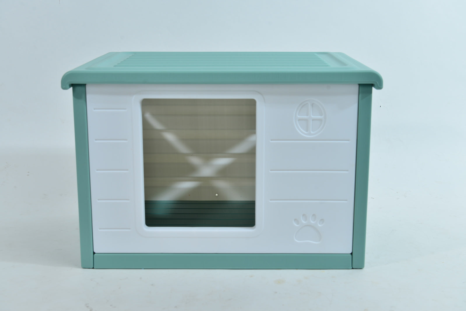 YES4PETS Small Plastic Pet Dog Puppy Cat House Kennel Green