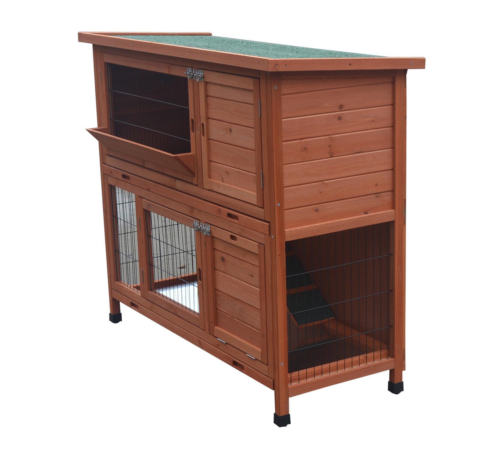 YES4PETS 120cm XL Double Storey Rabbit Hutch Guinea Pig Cage , Ferret cage Cat W Pull Out Tray