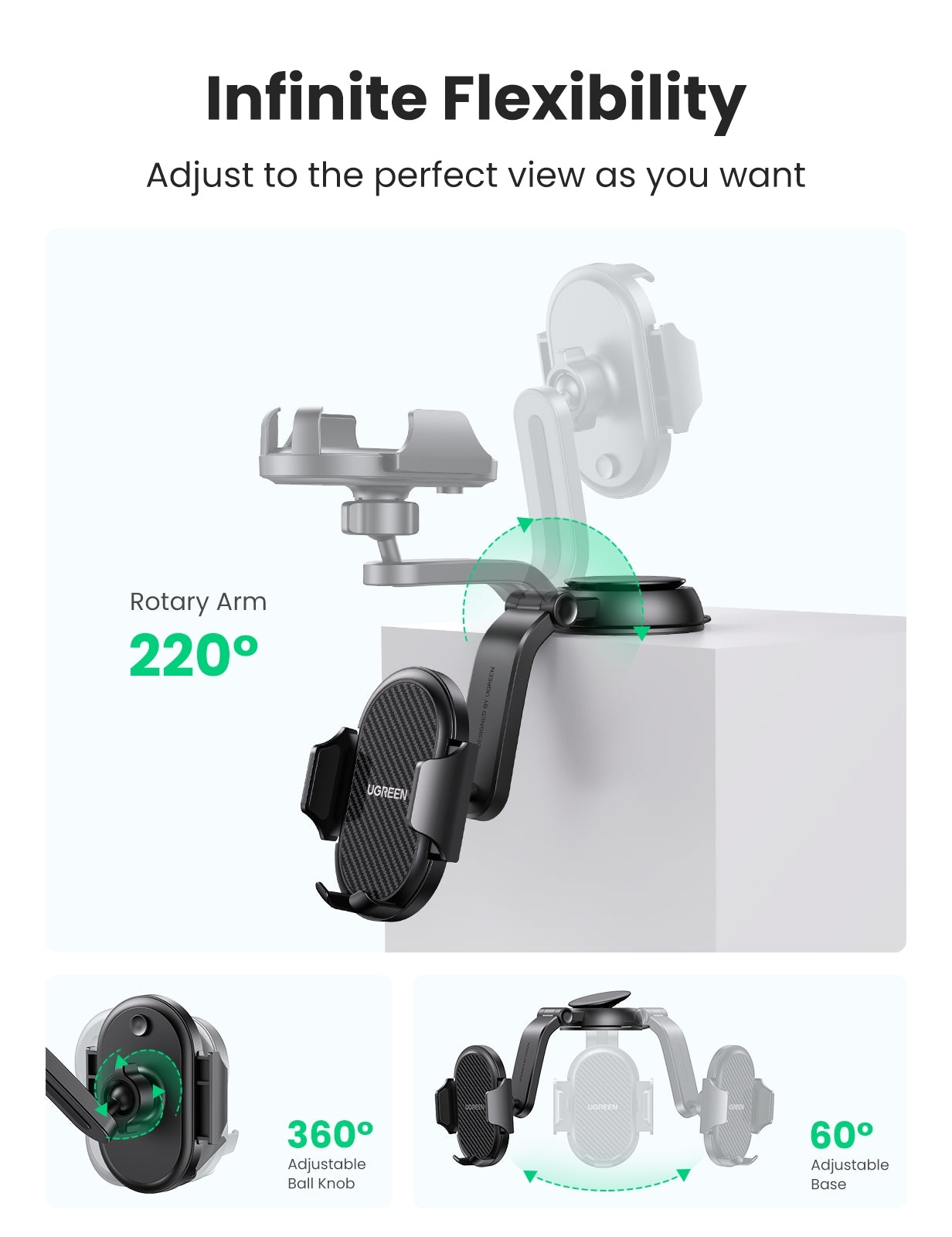 UGREEN 20473 Waterfall-Shaped Suction Cup Phone Mount