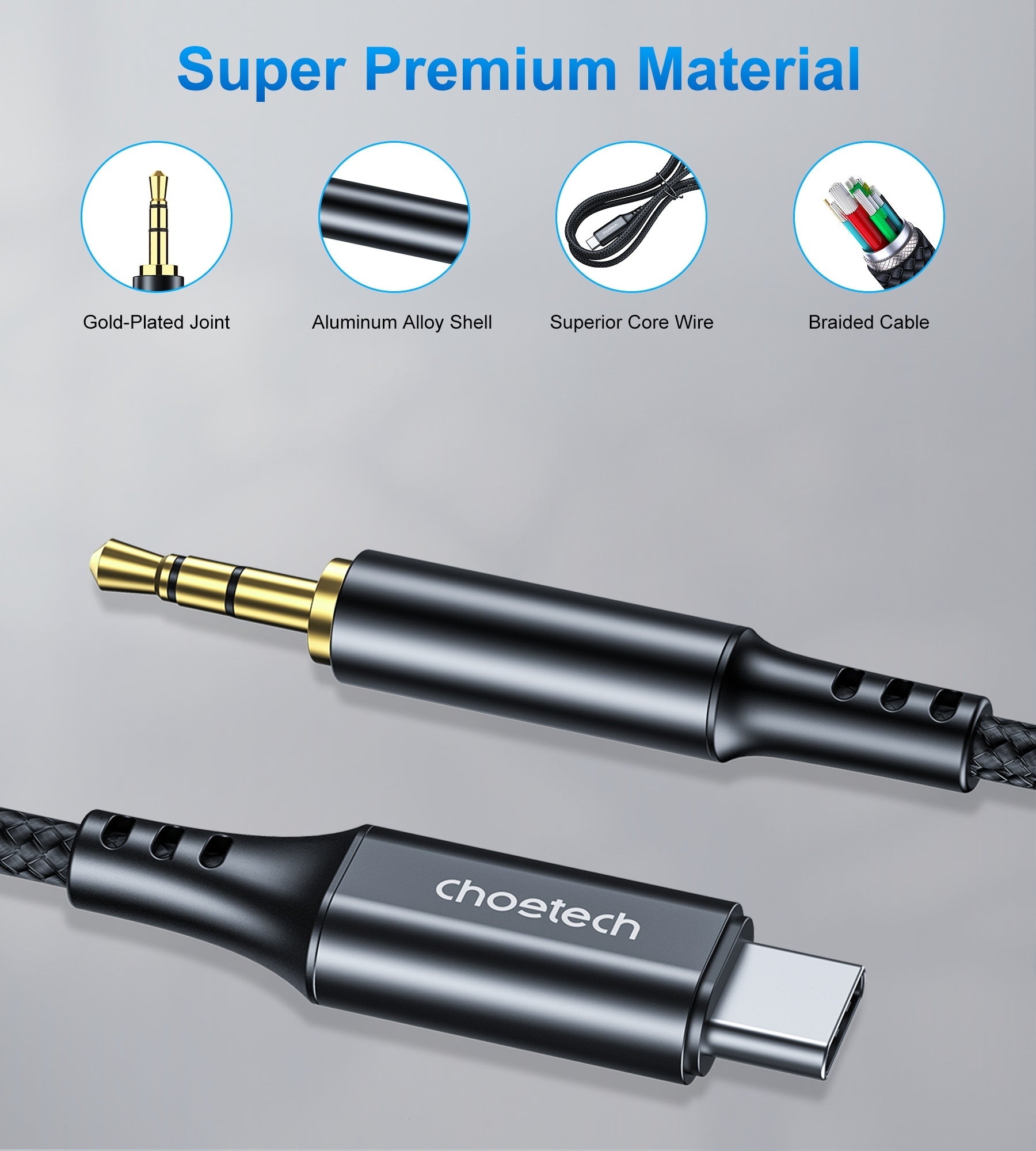 CHOETECH AUX006 Type-C To 3.5mm Audio Cable 1M