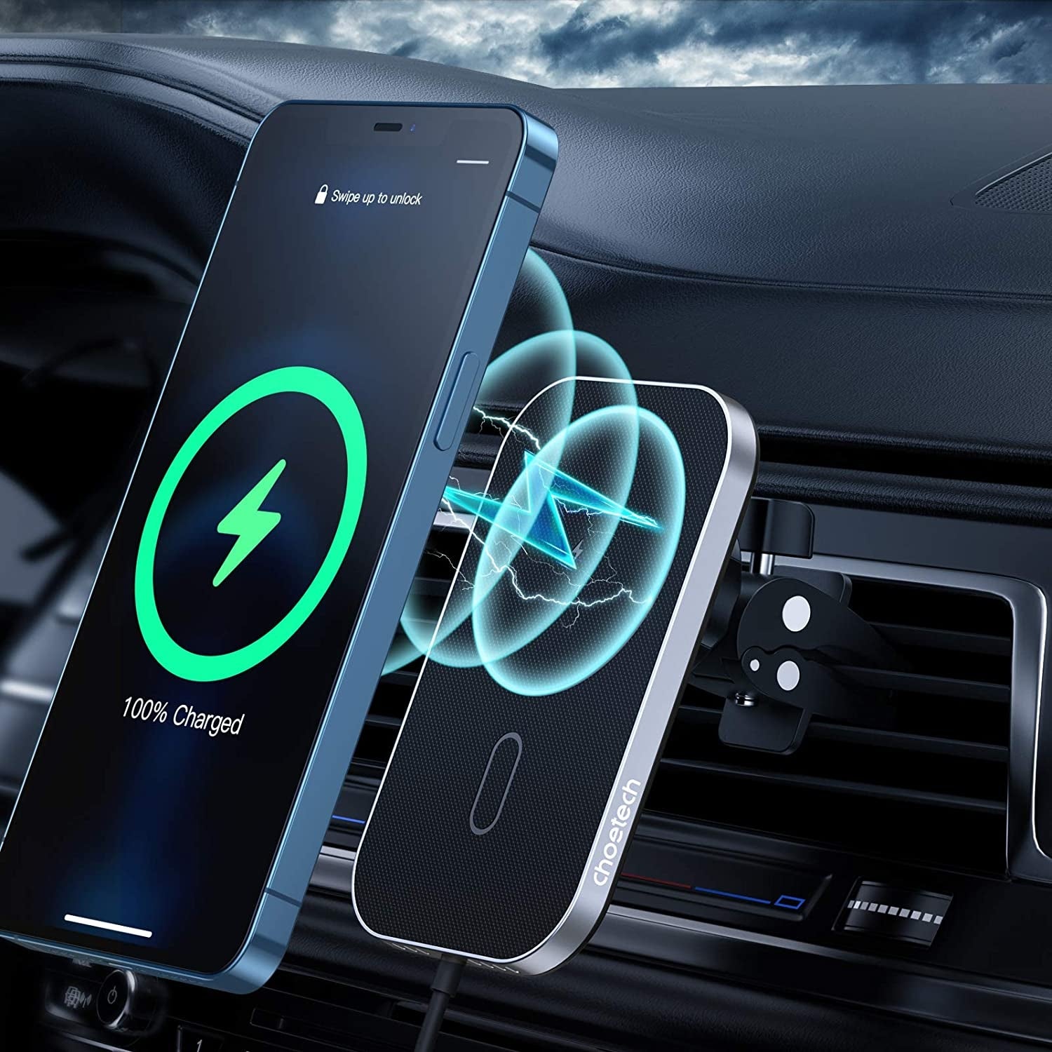 CHOETECH T200F-201 15W MagLeap Magnetic Wireless Car Charger Holder with 1M Cable