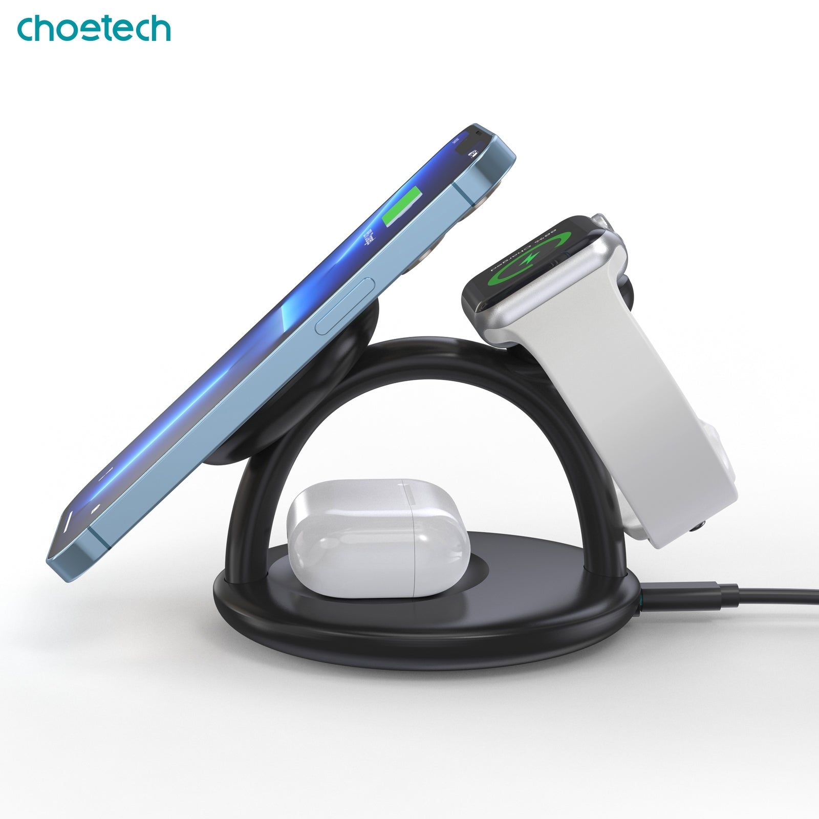 CHOETECH T587-F 3-in-1 Magnetic Wireless Charger Station for iPhone 12/13/14/AirPods Pro/iWatch