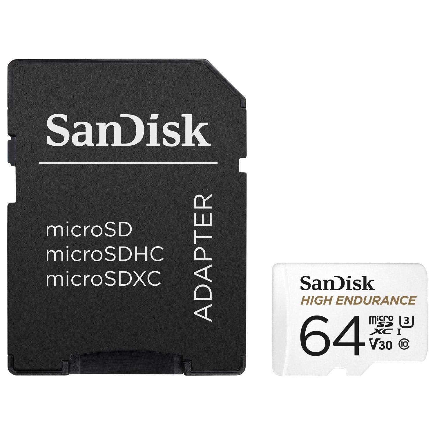 SANDISK HIGH ENDURANCE MICROSDHC CARD SQQNR 64G UHS-I C10 U3 V30 100MB/S R 40MB/S W SD ADAPTOR SDSQQNR-064G-GN6IA