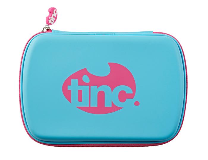 Tinc Two-Colour Hard Top Pencil Case : Blue With Pink Zip