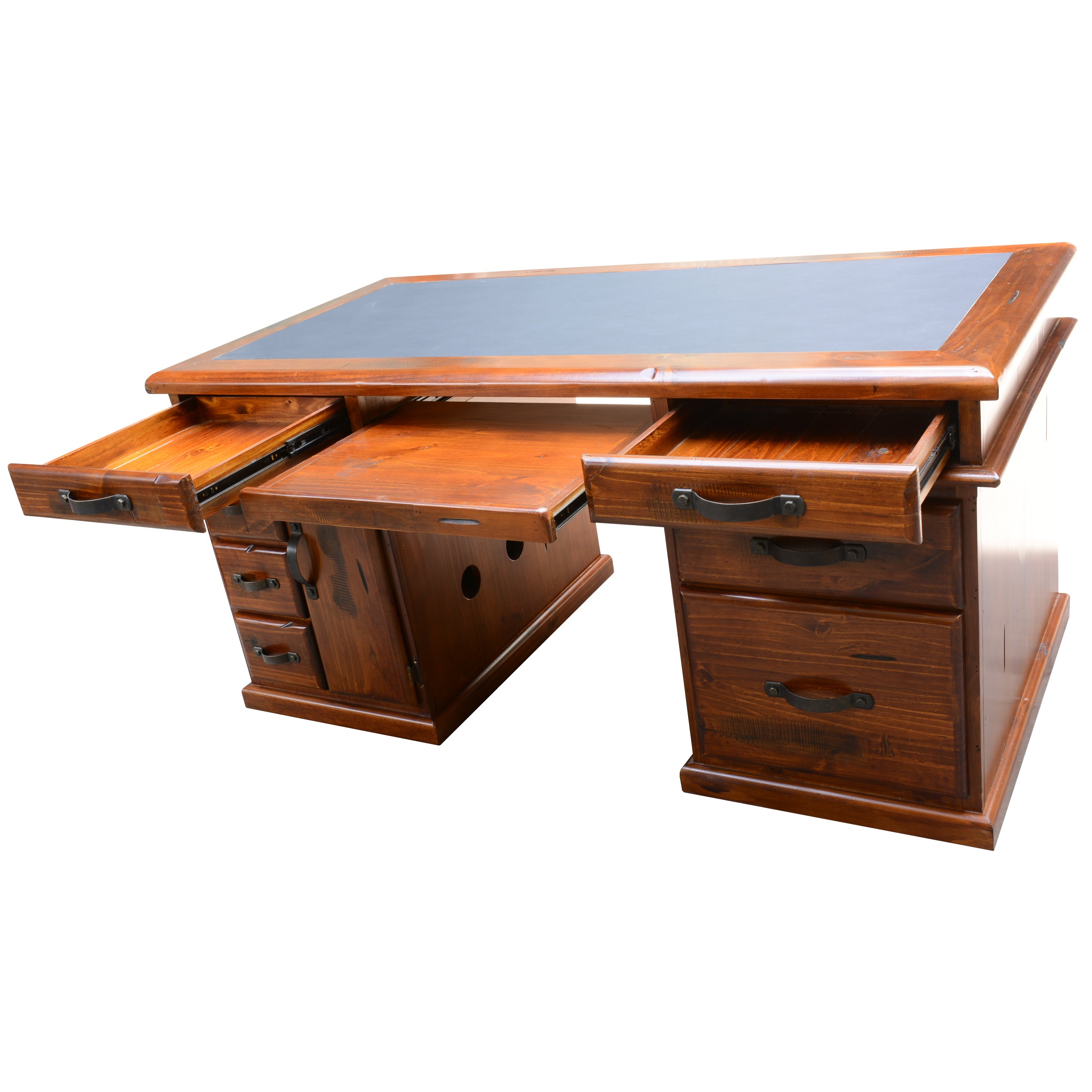 Umber Study Computer Desk 165cm Office Executive Table Solid Wood - Dark Brown