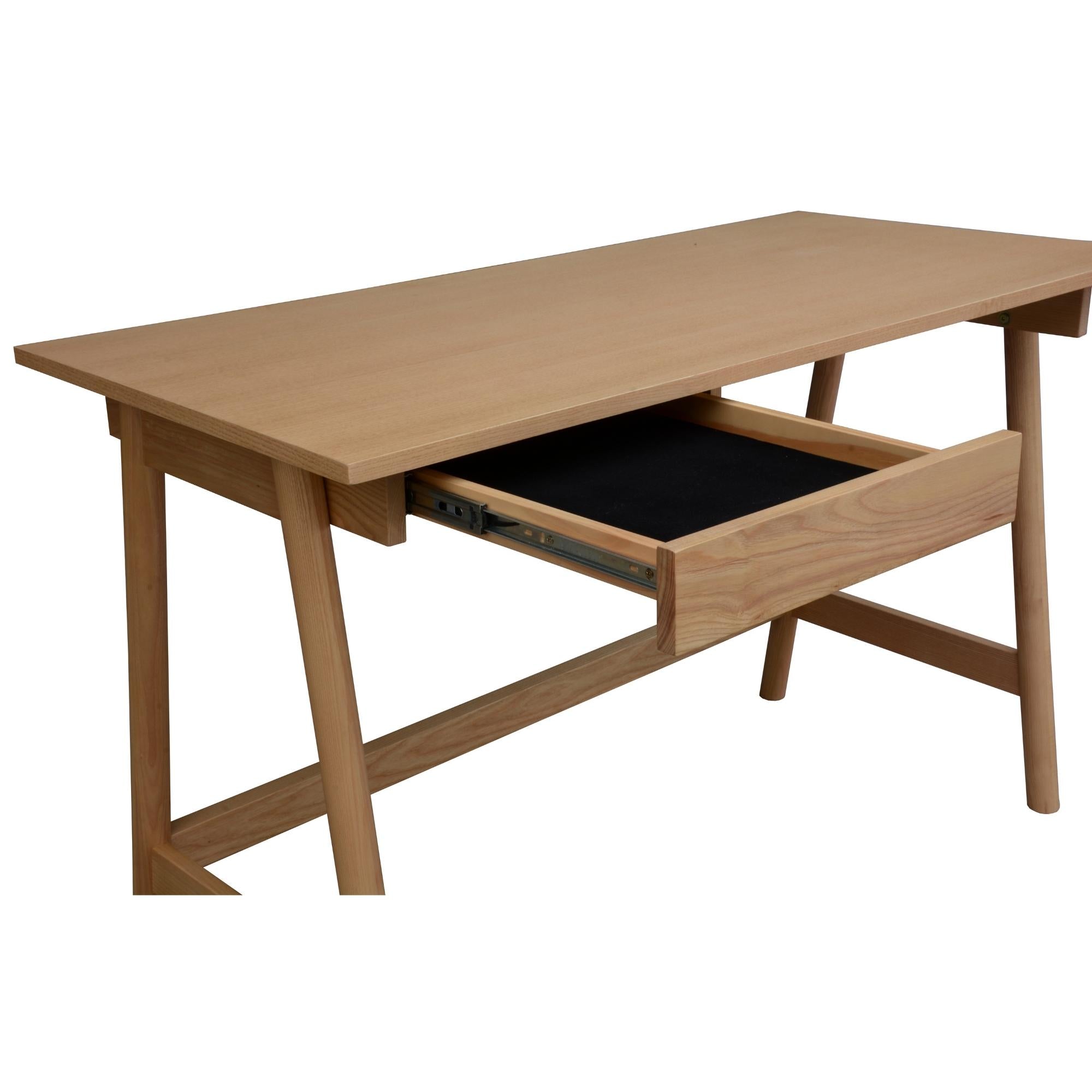 Mindil Office Desk Student Study Table Solid Wooden Timber Frame - Ash Natural