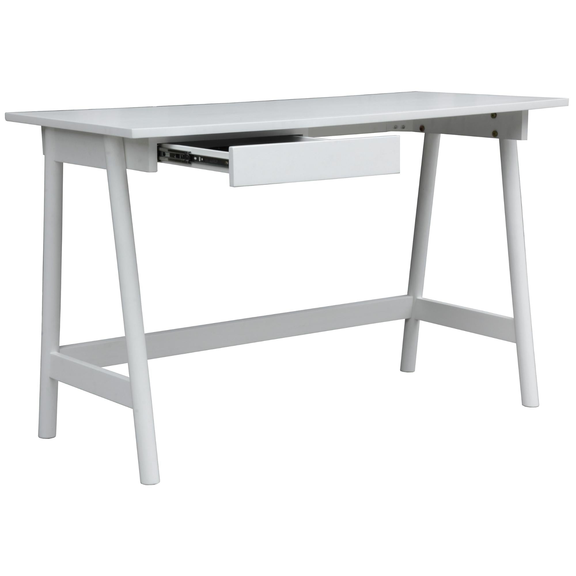 Mindil Office Desk Student Study Table Solid Wooden Timber Frame - White