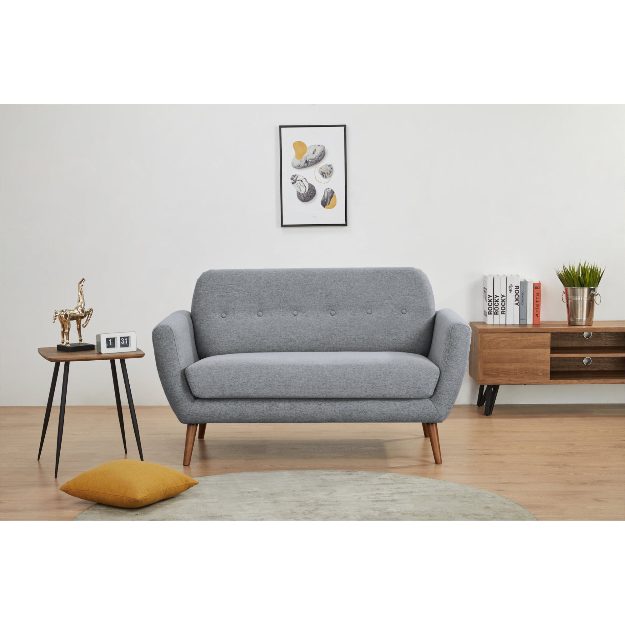 Lilliana 2 Seater Sofa Fabric Uplholstered Lounge Couch - Light Grey