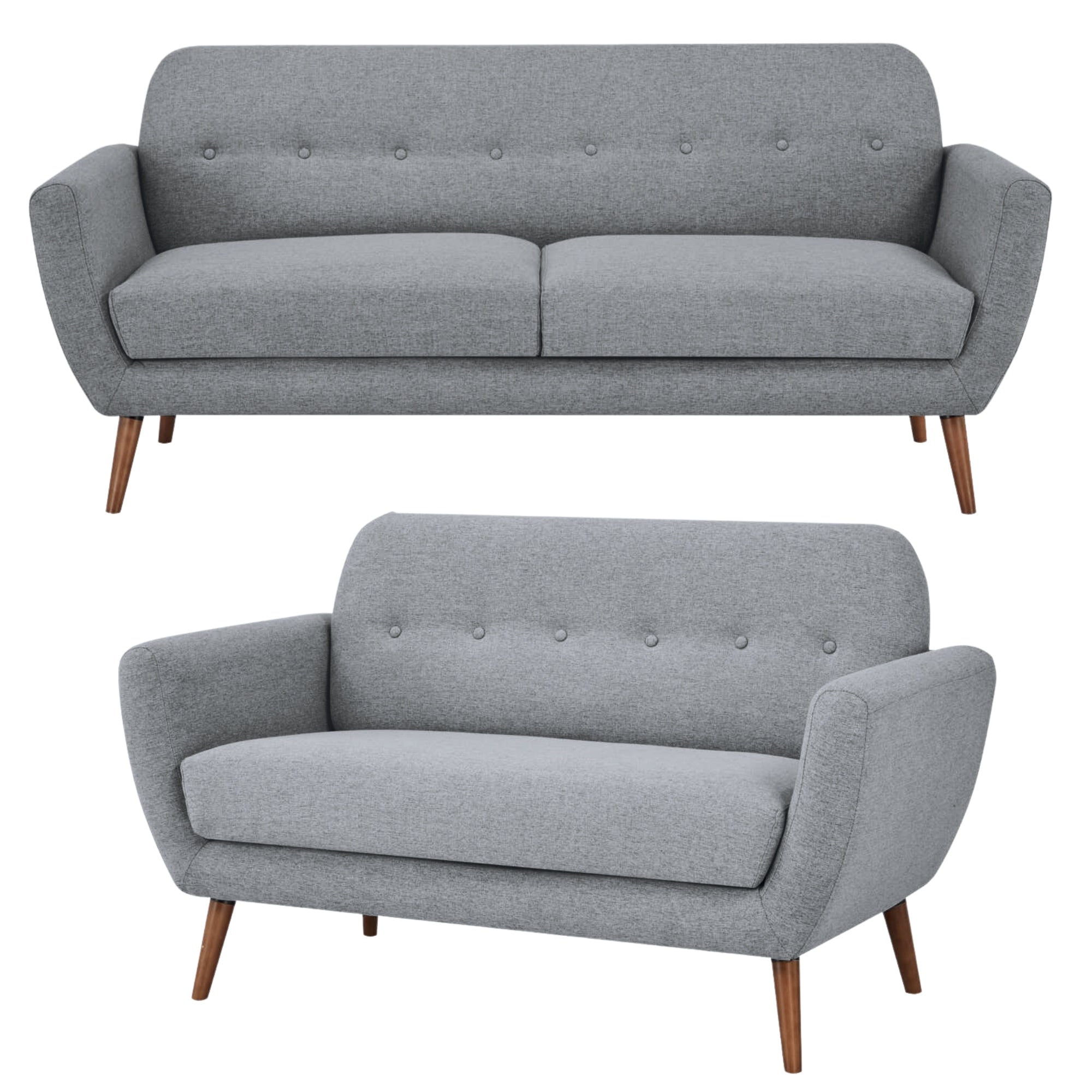 Lilliana 3 + 2 Seater Sofa Fabric Uplholstered Lounge Couch - Light Grey